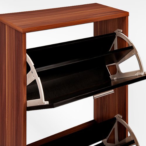 Schuhschrank Schuhkipper Schuhregal Flurschrank Kommode Schuhkommode Schuhklapper Regal 3 Klappen Schwarz - 6