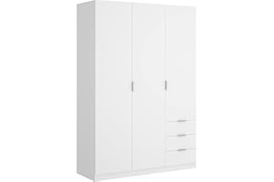 DEKIT GRUPO RIMOBEL Armario Ropero 3 Puertas Y 3 Cajones - Blanco - 121X184X52 Cm