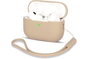 AOTUAO Compatibile con AirPods Pro 2 Custodia Case Cover, Case Protettiva Antiurto Antiscivolo in Silicone per AirPods Pro 2 Seconda Generazione 2022 Custodia con Silicone Lanyard, Milk Tea