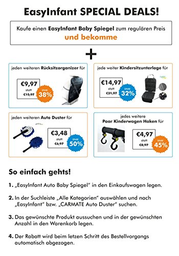 EasyInfant Auto Baby-Spiegel *NEU* – Extra Gross | Geprüfte Sicherheit | Verstellsicher | Lebenslange 100% ZUFRIEDENHEITSGARANTIE – Kindersitz Rückspiegel – Rückspiegel für Babyschalen – Maxi-Cosi Auto Baby Spiegel - 7