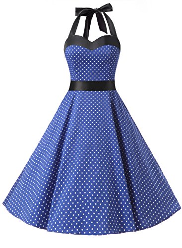 Dresstells® Halter 50s Rockabilly Polka Dots Audrey Dress Retro Cockt