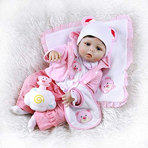 Terabithia 22 Pollici 56cm Carino Panda Realistico Silicone Vinile Corpo Intero Reborn Bambole per Bambini Lavabili per Una Ragazza Che sembrano Reali e Si sentono Reali