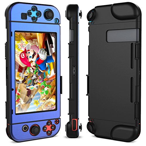 Preisvergleich Produktbild Nintendo Switch Hülle, Dexnor Nintendo Switch Tasche Komplette Bedeckung Hartschalen Zubehör Hartrücken Hülle Anti-Kartzer Ultra-Dünn Schutzhülle - Blau