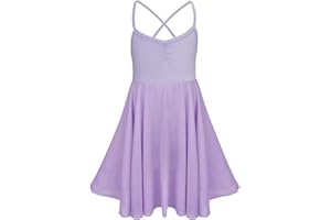 inlzdz Kids Girls Cross Back Camisole Leotard Ballet Tutu Dress Lyrical Modern Contemporary Dance wear Costumes