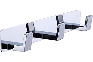 BOOKARROW 3 Bathroom Towel Hooks Wall Mount Screw Foxed Door Hooks Chrome Coatl and Robe Rack in Bathroom or Kitchen 410-3