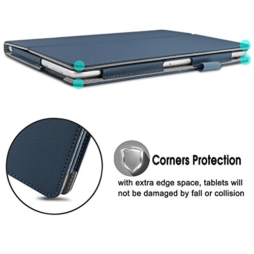 Huawei MediaPad T3 10 Hülle Case, Infiland Slim Fit Folio PU-lederne dünne Kunstleder Schutzhülle Cover Tasche für Huawei MediaPad T3 10 Tablet(Dunkleblau) - 5