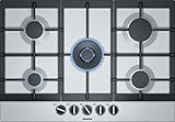  Siemens EC7A5RB90D hobs Negro, Acero inoxidable Integrado Encimera de gas - Placa (Negro, Acero inoxidable, Integrado, Encimera de gas, Acero inoxidable, 1000 W, 1750 W)