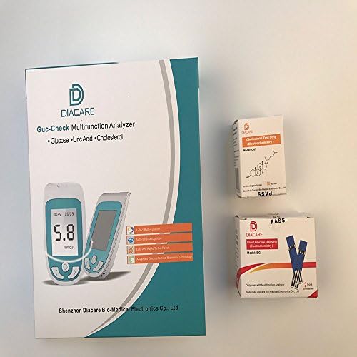 Multi Functional Monitoring System Chemistry Analyzer, Cholesterol, Blood Glucose 2-IN-1 Meter with Test Strips