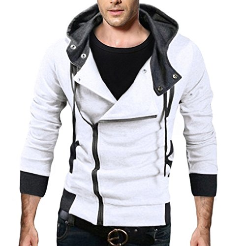 Herren Stylisch leichte Kapuzenjacke Slim fit Wei DE L (Asiatisch 3XL)