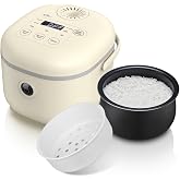 Bear 3.5 Cup (Uncooked) Rice Cooker with Steamer, 350W Multifunctional Mini Rice Cooker 6 Functions Rice Cooker for 2-4 Peopl