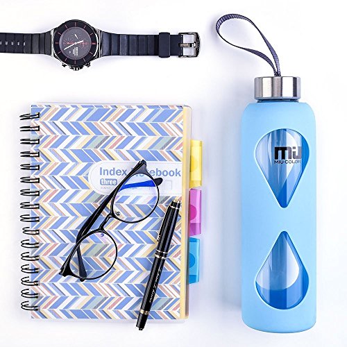 MIU COLOR® 550ml Glasflasche trinkflasche mit Silikonhülle BPA-frei (Hellblau) - 6