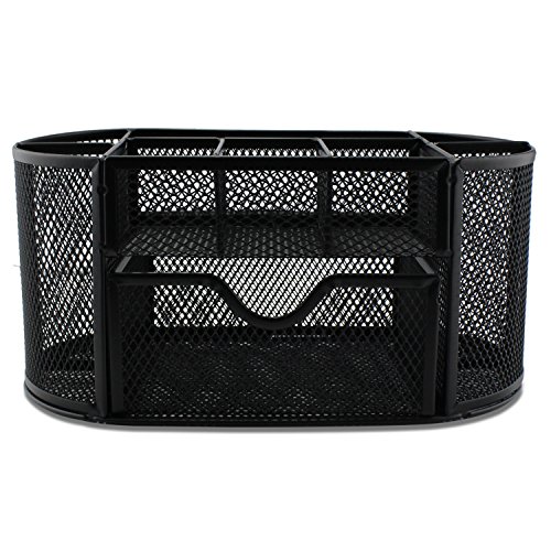 Aussel Schreibtisch-Organisator Bürobedarf Halter Meshabstand Saving Desktop-Briefpapier-Sammlung Caddy 9 Slots (Black) - 3
