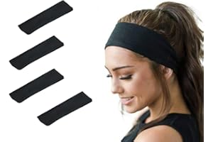 ZOREI 4 Pezzi Fascia Capelli Uomo, Fascia Sportiva Capelli Donna, Colore Nero, Larghezza da 5.5cm e 8cm (55mm X4)