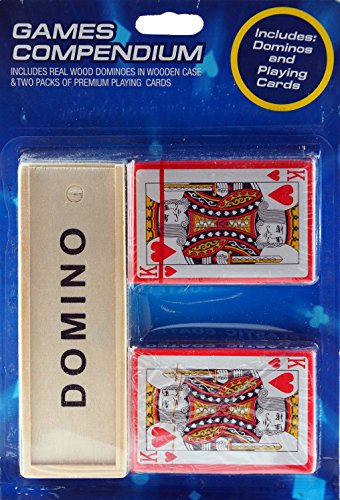 Triple Game Set - Wooden Dominoes In Case And 2 X Decks Of Playing Cards by DTP