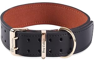 SWEETYMOOMOO Genuine Leather Extra Thick Soft Dog Collar for Walking & Training Heavy Duty Dog Collar for Small Medium Large and Extra Large Breed Dogs (Black,XL)