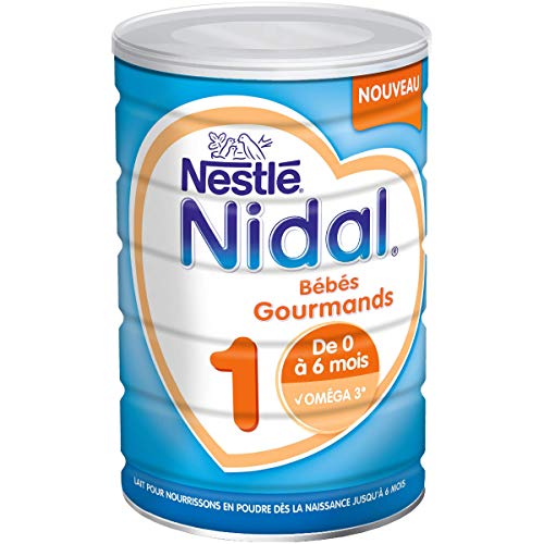 Nestlé Nidal 1 Bébés Gourmands - Lait bébé 1er âge en poudre de 0 à 6 mois - Boîte de 800g - Pack de 6
