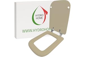 HYDRO HOME - Copriwater Ideal Standard Conca Come Originale, Tavoletta WC Ideal Standard con Cerniere Inclinate Idonee, Coperchio Water Copri Water in Legno Rivestito (CHAMPAGNE)