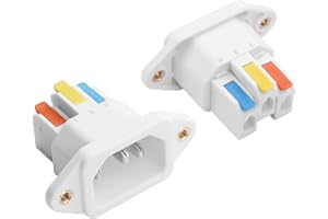JSADZKJ IEC C14 Solderless Quick-Connect Panel-Mount Plug, 10A 250V C14 Input Module Power Socket, IEC320 C14 Panel-Mount Plug Adapter for Computers, Servers, Printers (2-Pack)