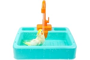 Kathson Automatische Vogel Badewanne Haustier Vogel Multifunktionale Duschbox Für Sittiche Vogelbad Spielzeug Käfig Zubehör Für kleine und mittelgroße Vögel （Grüner