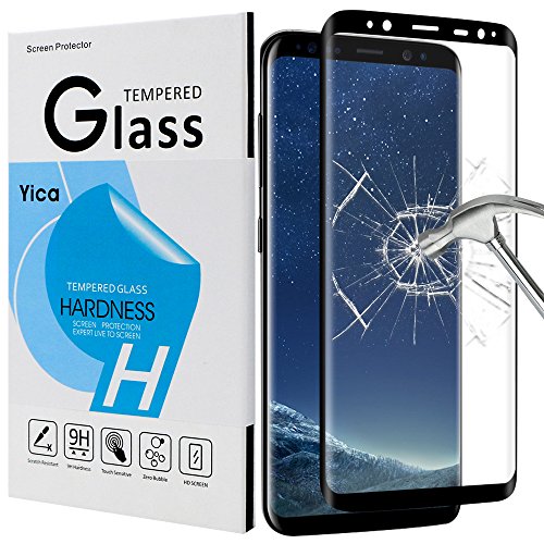 Galaxy S8 Protecteur D'écran, Yica Galaxy S8 3D Protection D'écran en Verre Trempé Ultra Définition Anti-scratch Sans Bulles 9H Couverture Complète Protecteur D'écran pour Samsung Galaxy S8-Noir