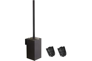 Spazzola per WC nera BGL con Montaggio a Parete - Porta Spazzolino da Bagno Quadrato in Acciaio Inossidabile 304