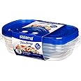 Sistema TakeAlongs Food Storage Containers, Clear with Blue Lid, 950ml X 3 Pack,54120