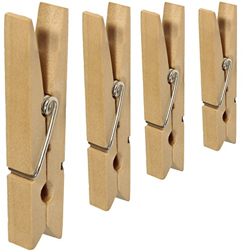 LeTOMA – 100 St. Deko Holzklammern 4,8 cm – Wäscheklammern aus Natur-Holz ideal zum Basteln, Beschriften und Verzieren – Farbe Naturbraun