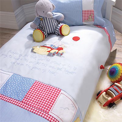 Izziwotnot Humphrey's Corner Little Red Car Duvet Cover & Pillow Case Set, Cot Bed