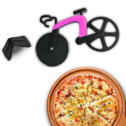 Pizzaschneider Fahrrad Pizza Schneidrad, Küche & Haushalt Edelstahl Räder Cutter Tool – Rose Red - 5