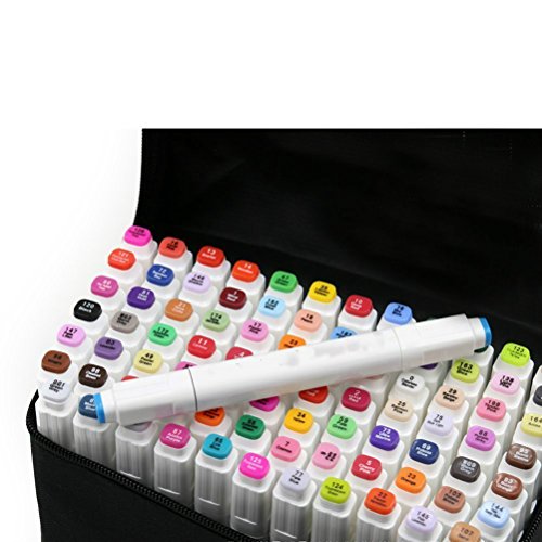 spécifications yalulu Graphic stylo marqueur – Animation Design 60 couleurs – Encre à base d'alcool – Pointe Large et pointe fine Noir avec sac (60 couleurs)