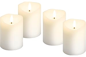goobay Leuchtende Kerzen mit Timerfunktion 4er-Set in weiß mit 3D-Docht & batteriebetrieben, elegante Dekokerzen für Wohnzimmer, Esszimmer und Adventszeit - 77780