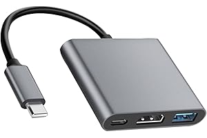 AIMFACT USB-C to HDMI 4K Adapter 3 in 1 HDMI to Type-C Digital AV Multiport Adapter Converter Compatible with USB 3.0 Fast Charging Port for MacBook Samsung S9 S10 Projector Monitor iPad Pro 2018/2020 Silver