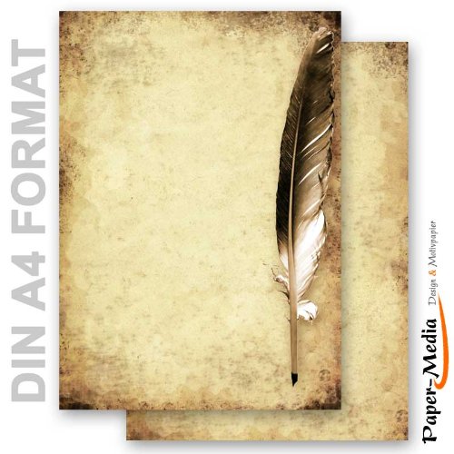 Paper-Media - Papel papel pluma en papel antiguo, 20 hojas, DIN A4, 90 g/m²