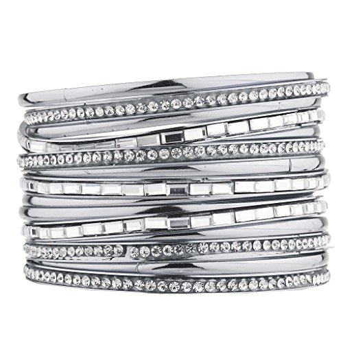 Preisvergleich Produktbild Silber-Baguetteblech Armreif-Set von Lux Accessories