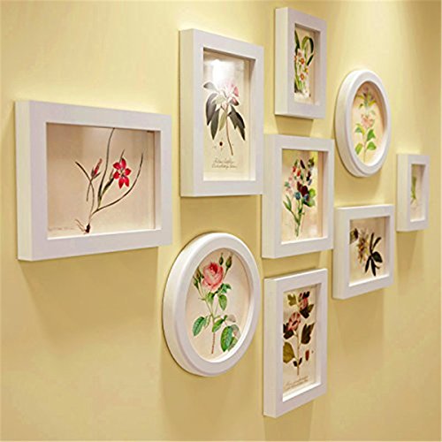 Preisvergleich Produktbild Kreative Bilderrahmen set Massivholz Wohnzimmer gerahmt, Garten Treppen unregelmäßigen Rahmen, alle weiß