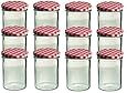 12er Set Sturzglas 435 ml Marmeladenglas Einmachglas Einweckglas To 82 rot karrierter Deckel