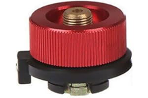 BE-TOOL - Adattatore di ricarica per bombole gas da campeggio, adattatore per bombole di gas, in metallo, colore: rosso (confezione da 1)