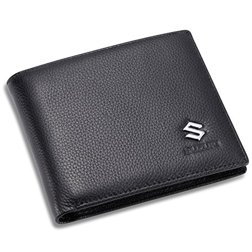 Preisvergleich Produktbild Leather Wallets Suzuki Geldbörse mit 3 Kartenfächern und Ausweisfenster, echtes Leder