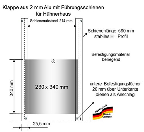 Hühnerklappe - Schieber für Hühnerhaus (230x340 mm)