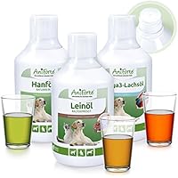 AniForte Barf-Öl Set 3 mit je 500ml Lachsöl, Leinöl und Hanföl – Naturprodukt für Hunde und Katzen
