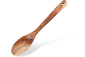 BIVOFU Cuchara de Cocina de Madera, Mango Largo, Resistente - Cucharas de Sopa de Madera para Cocinar y Agitar
