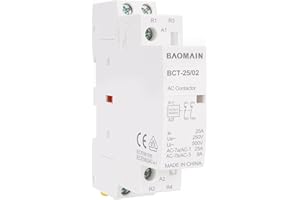 BAOMAIN Contattore CA, 2 poli 2NC, 25 A, tensione bobina CA 220 V, relè su guida DIN, montaggio su guida DIN da 35 mm, omologazione VDE, BCT-25/02 (2P 2NC 220V)
