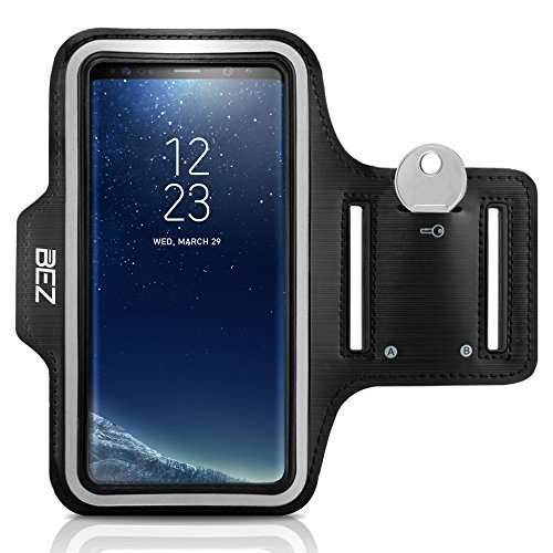 Samsung Galaxy S8 Armband, BEZ® Water Resistant Sports Armband with Key Holder for Samsung Galaxy S8 - Black