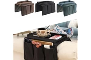 DZOZO Sofa Chair Couch Armrest Organizer Remote Control Holder Caddy Handset Holder Armchair Storage Bag with Cup Holder for Tablet, Phone, Pad, Book, Magazines, 6 Pockets