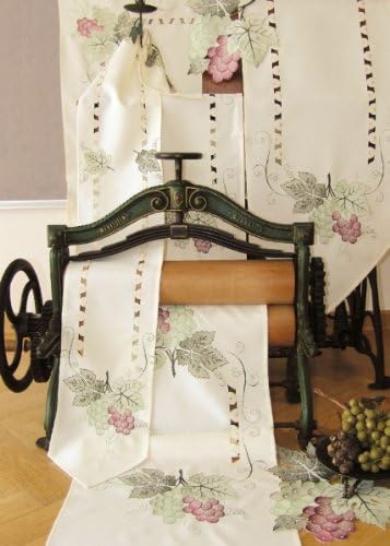 Table Ribbon - Tablecloth - light ivory - varicoloured embroidery - whine -