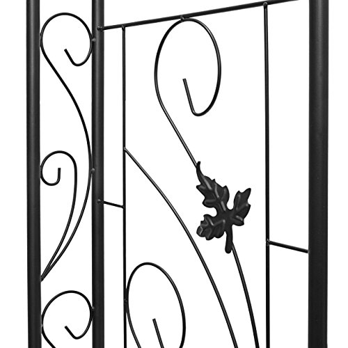 Relaxdays Rosenbogen Blatt mit Verzierung HBT 226 x 144 x 36,5 cm Rankhilfe und Torbogen als Kletterhilfe für Kletterrosen aus Eisen mit 6 Heringen stabiles Rankgitter und Rosenspalier, schwarz - 5