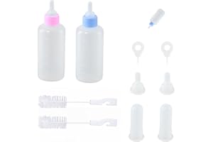 SHENGXI Pack of 2 50 ml Silicone Small Milk Bottle Pet Set for Pets, Breeding Bottle with Cleaning Brush and Dummy, Bottle Set for Pets for Newborns, Kittens, Puppies, Rabbits, Squirrels