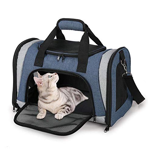 Mlec tech Bolsa de Transporte para Perro y Gato Plegable Respirable Malla Caja para el Transporte de Perro y Gato en avión Coche Tren 18.11 x 11.02 x 11.42in by