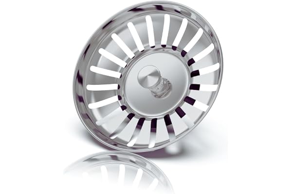Rietlow® Diskbänksplugg Filter – Universell sil av härdat stål med innovativ pluggfunktion – Perfekt som Blanco diskbänk reservdel – Diskbänksproppar - Anti clogging sil (Ø 79 mm)