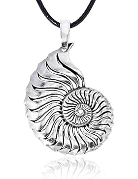 Llords Schmuck | Nautilus Schale Anhänger Halskette + Versilberter Verschluss, feinster Zinn Metall Modeschmuck